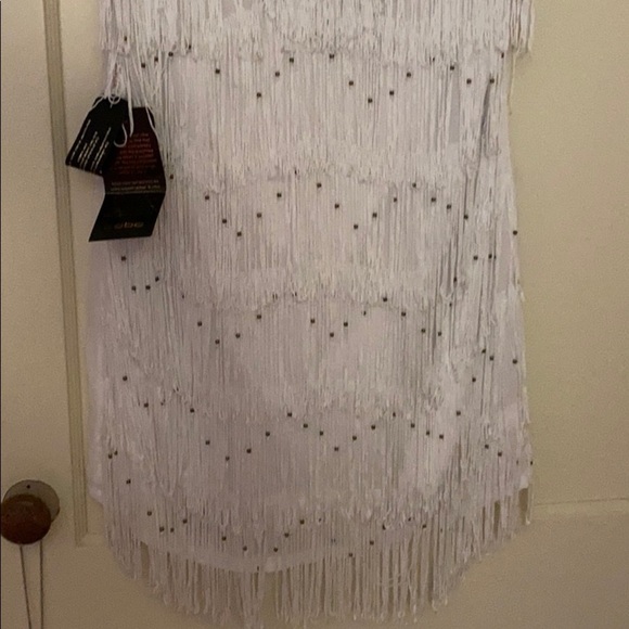 NWT Bebe white dress with fringes size: M - Picture 3 of 9